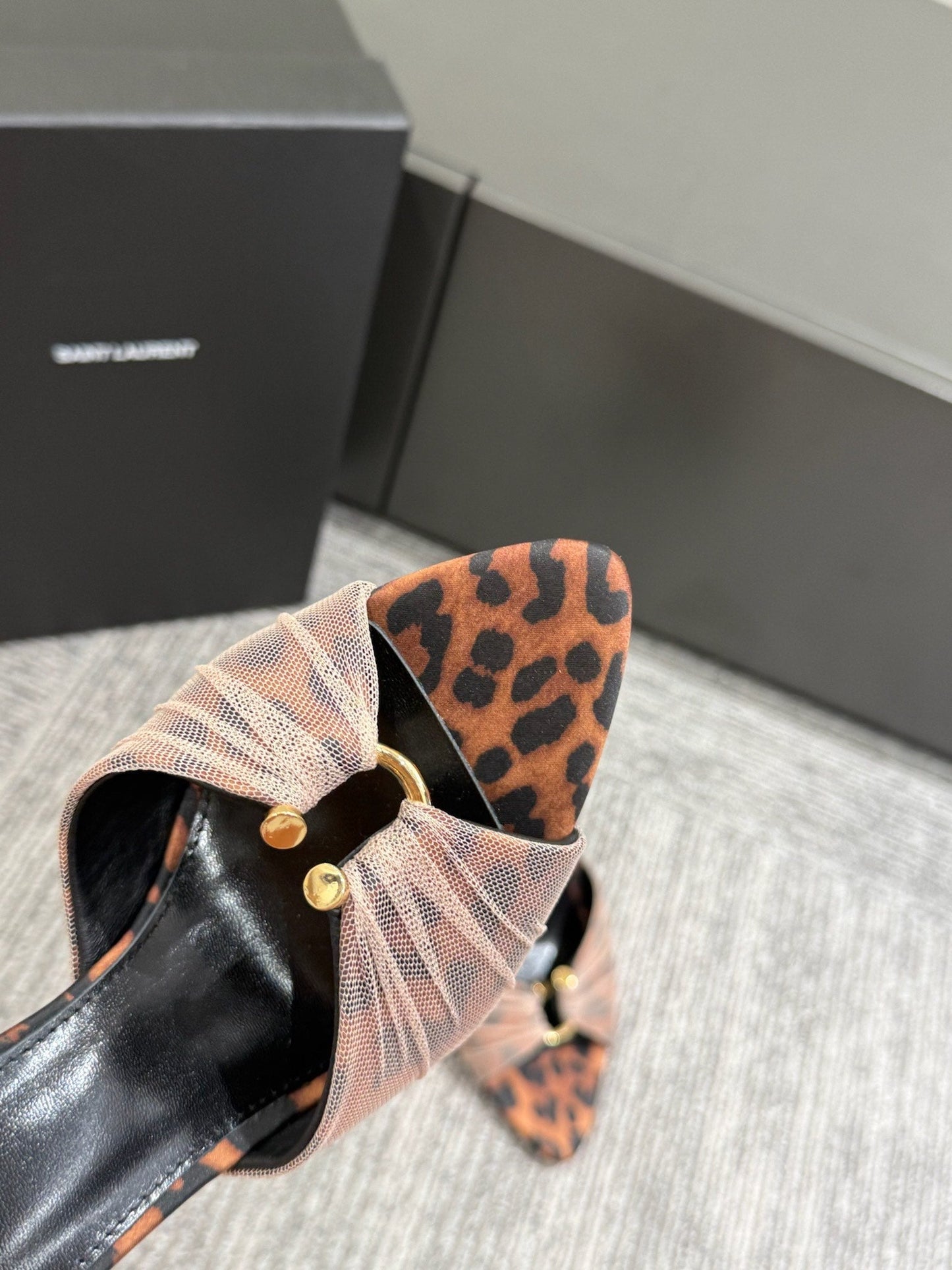 YSL HIGH HEEL 25S 100 MM IN LEOPARD PRINT LAMBSKIN - 35