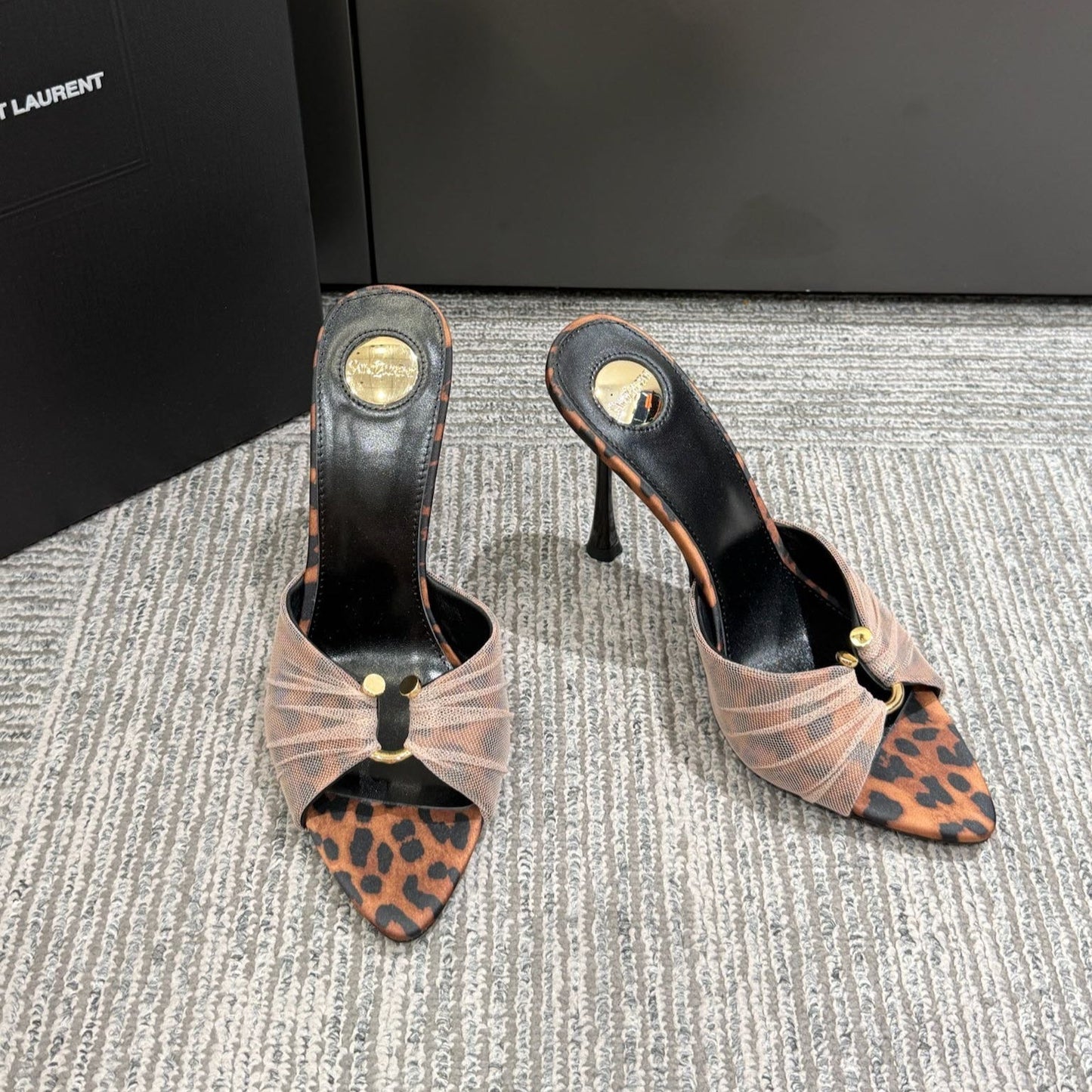 YSL HIGH HEEL 25S 100 MM IN LEOPARD PRINT LAMBSKIN - 35