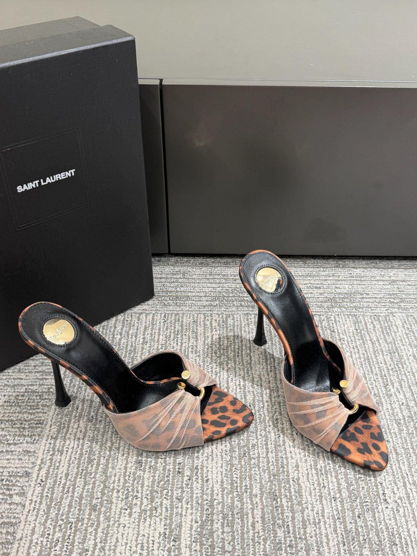 YSL HIGH HEEL 25S 100 MM IN LEOPARD PRINT LAMBSKIN - 35