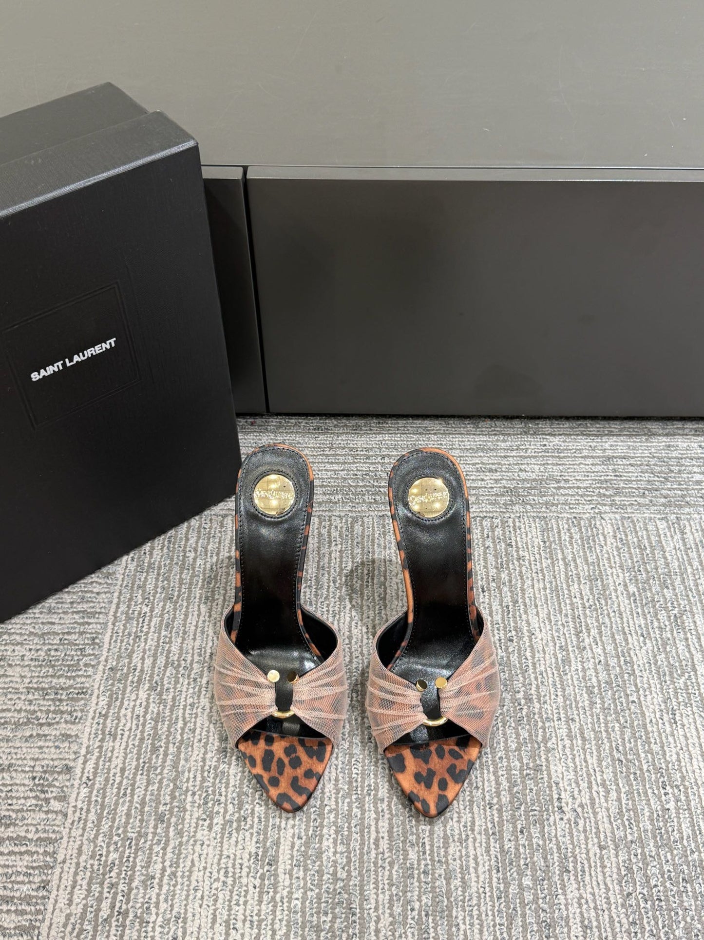 YSL HIGH HEEL 25S 100 MM IN LEOPARD PRINT LAMBSKIN - 35