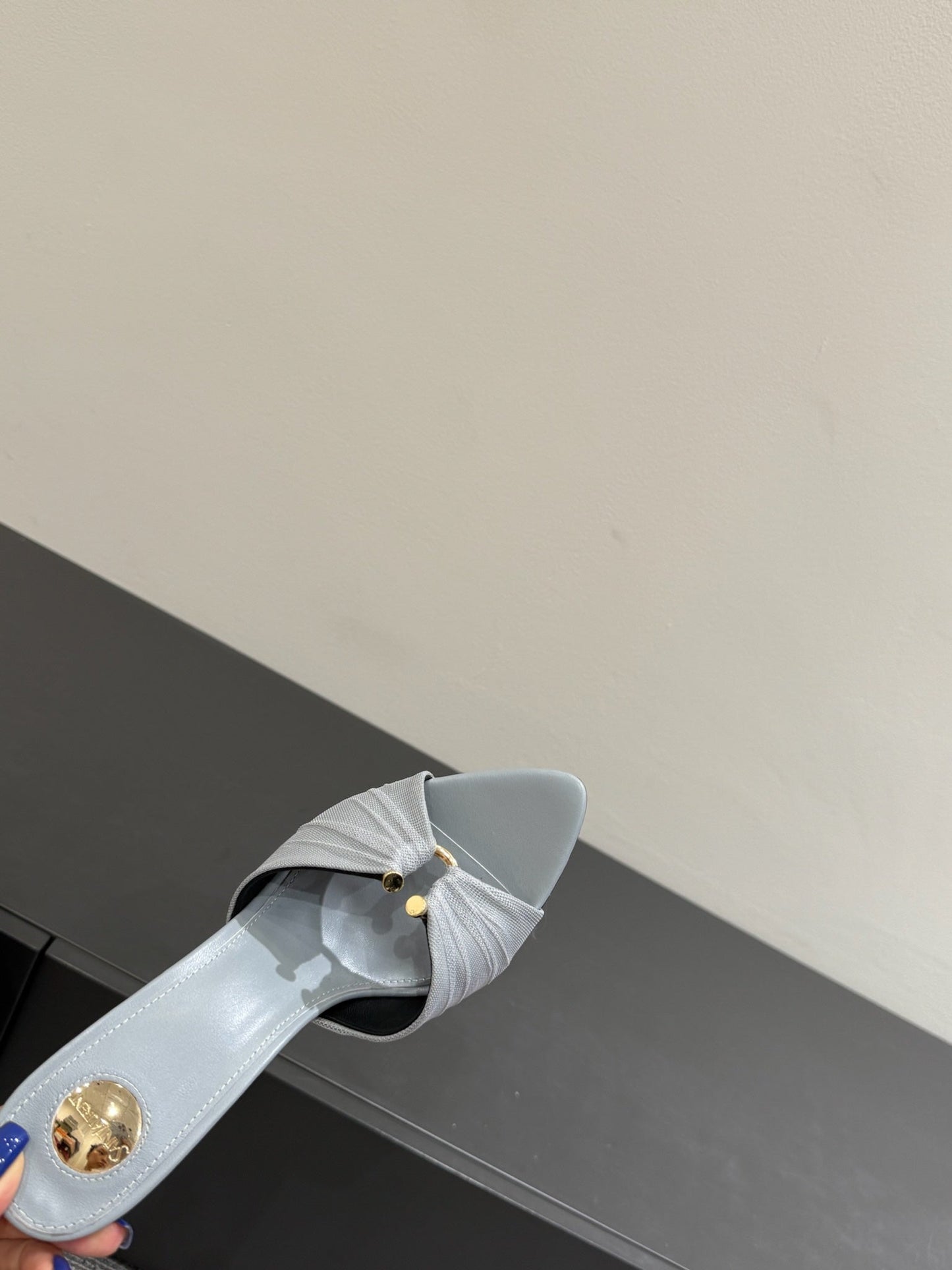 YSL HIGH HEEL 25S 100 MM IN LIGHT SLATE BLUE LAMBSKIN - 35