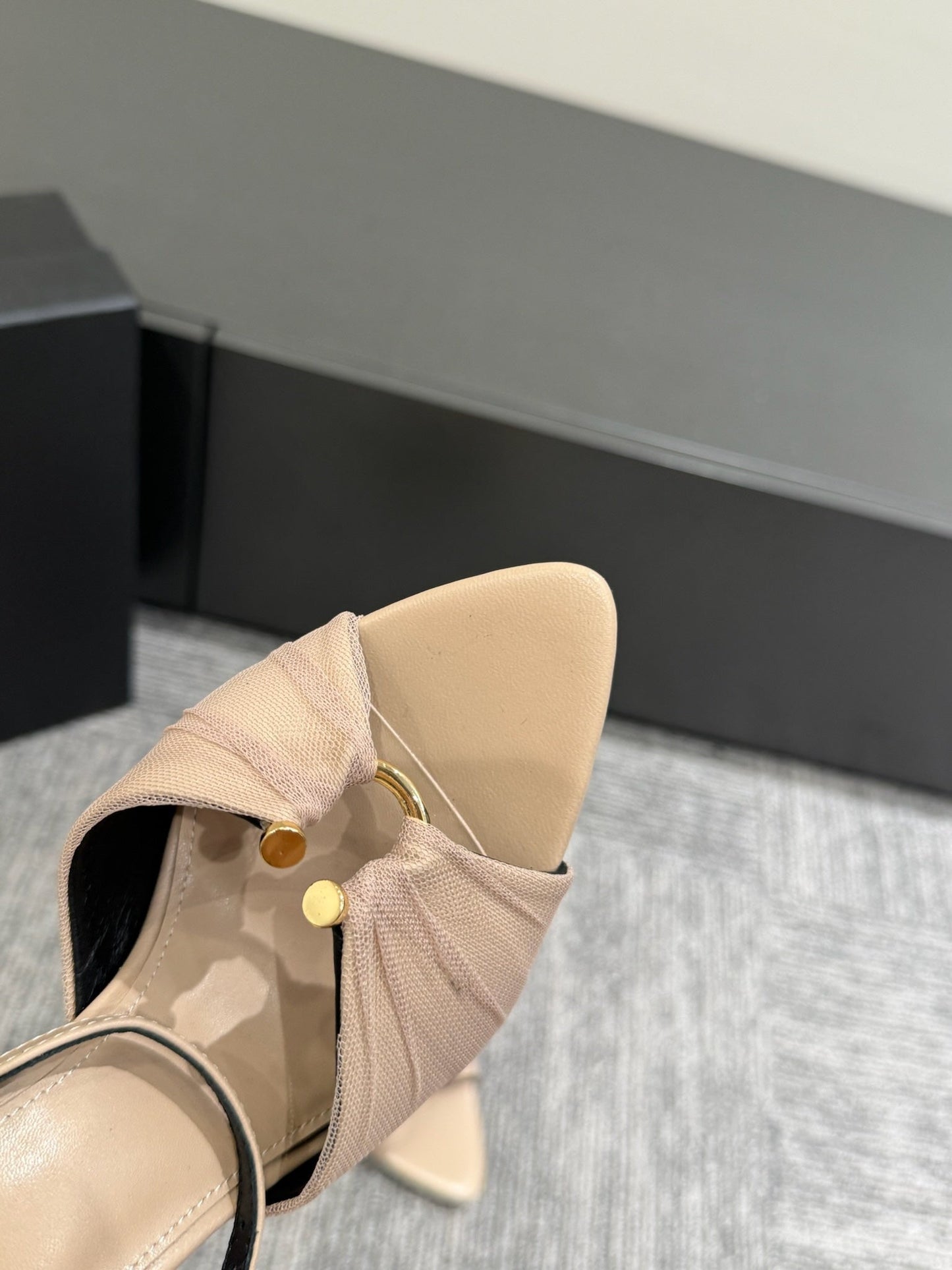 YSL HEELED SANDALS 25S 100 MM IN BEIGE LAMBSKIN - 35