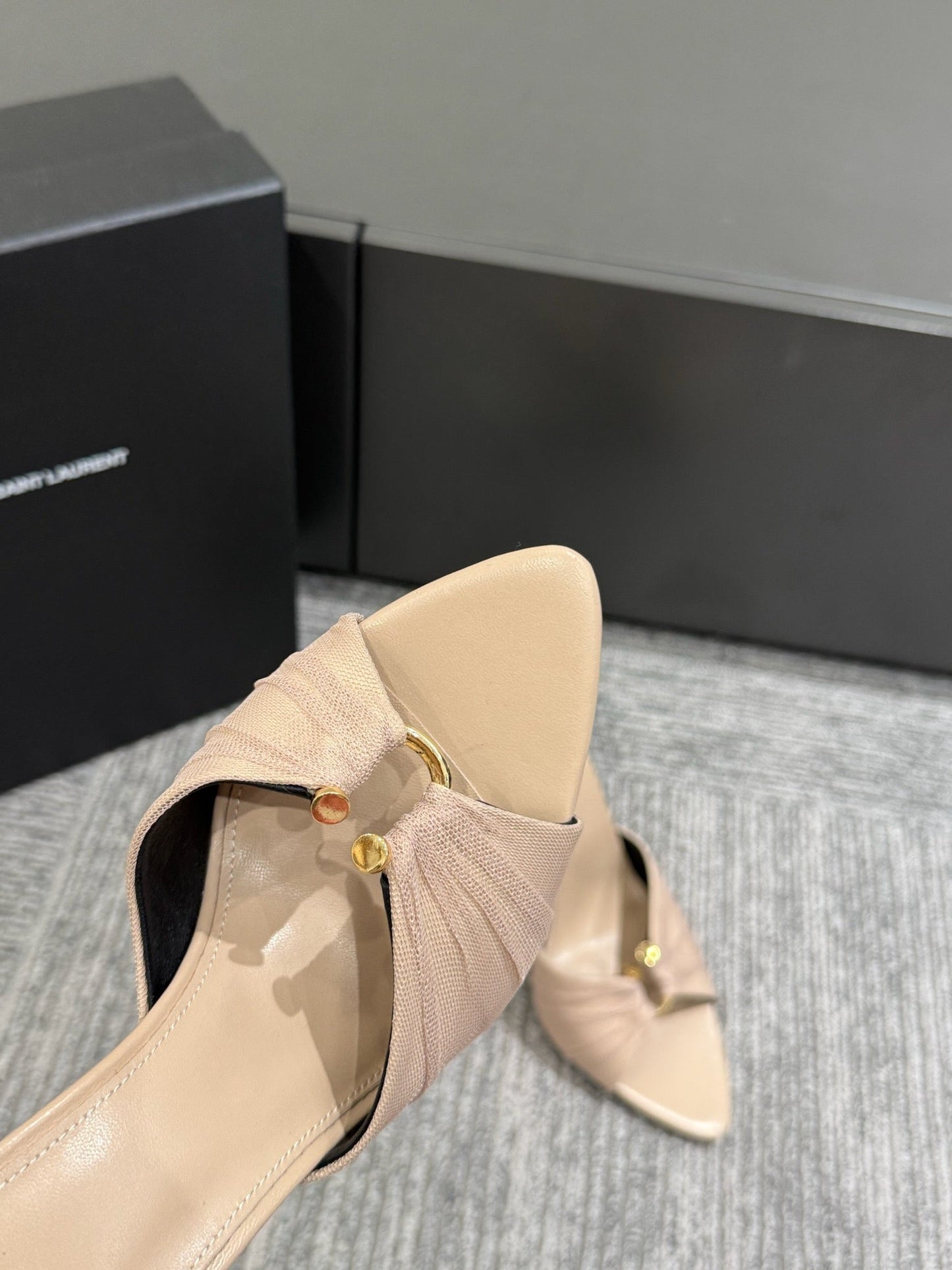 YSL HIGH HEEL 25S 100 MM IN BEIGE LAMBSKIN - 35