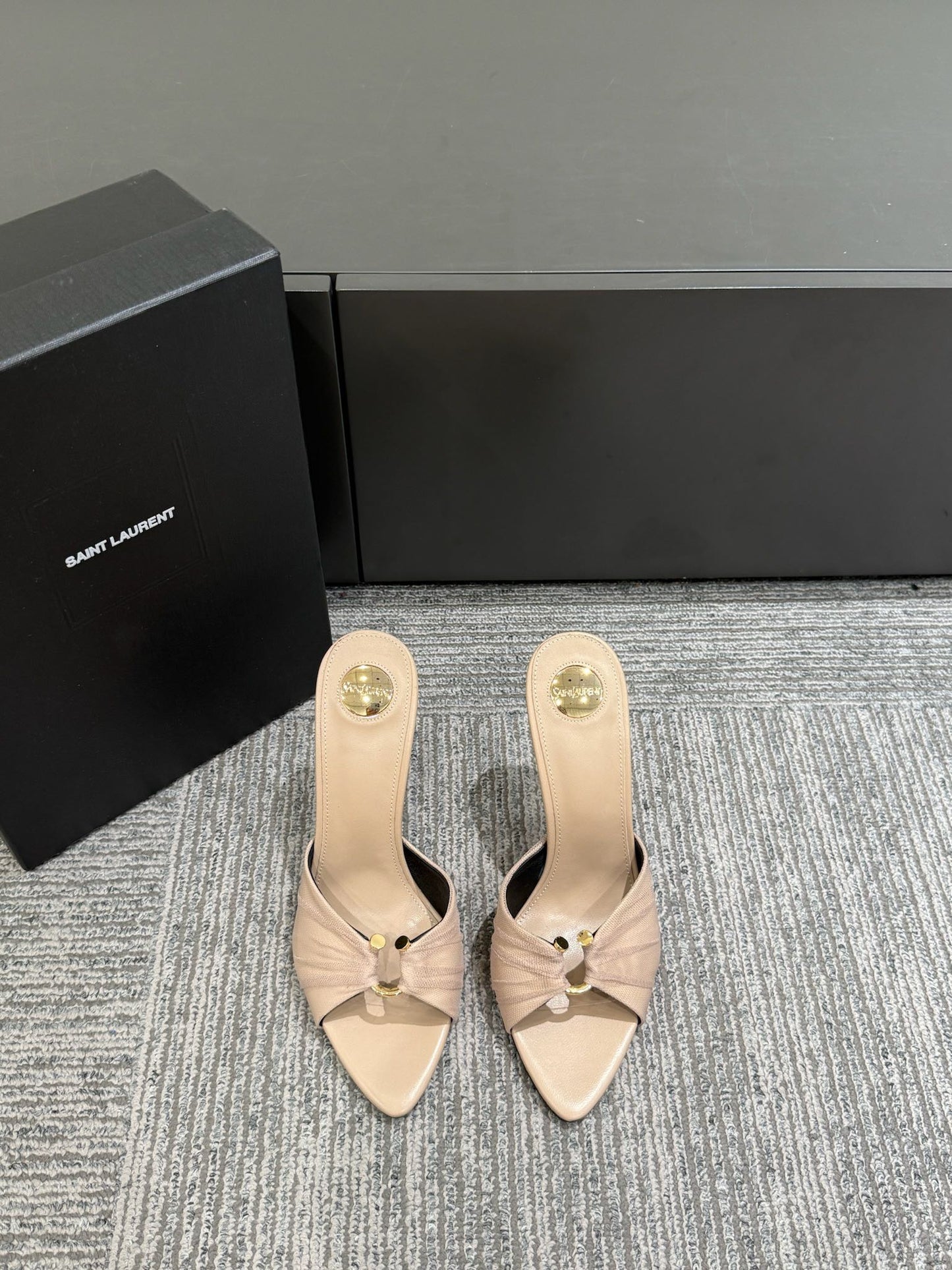 YSL HIGH HEEL 25S 100 MM IN BEIGE LAMBSKIN - 35