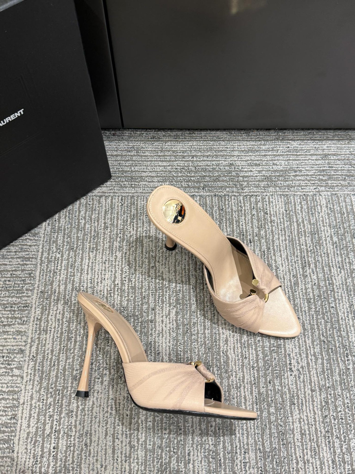 YSL HIGH HEEL 25S 100 MM IN BEIGE LAMBSKIN - 35