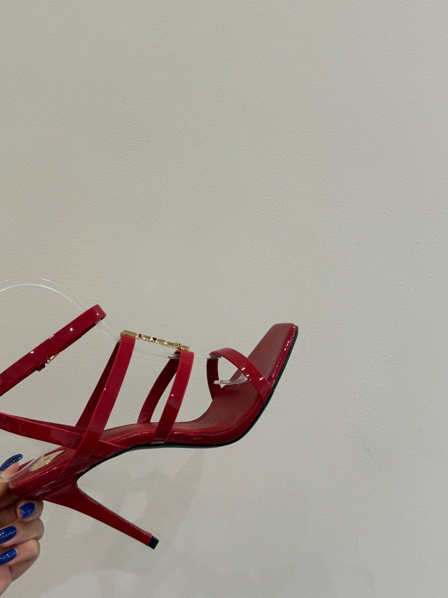 YSL SINGLE-STRAP HEELED SANDALS 25S IN RED LAMBSKIN - 35