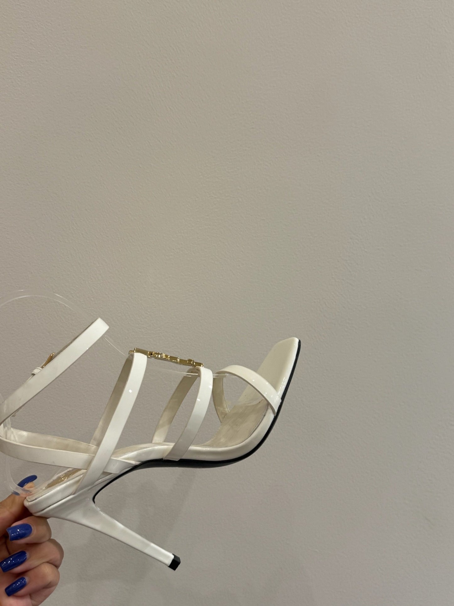 YSL SINGLE-STRAP HEELED SANDALS 25S IN WHITE LAMBSKIN - 35