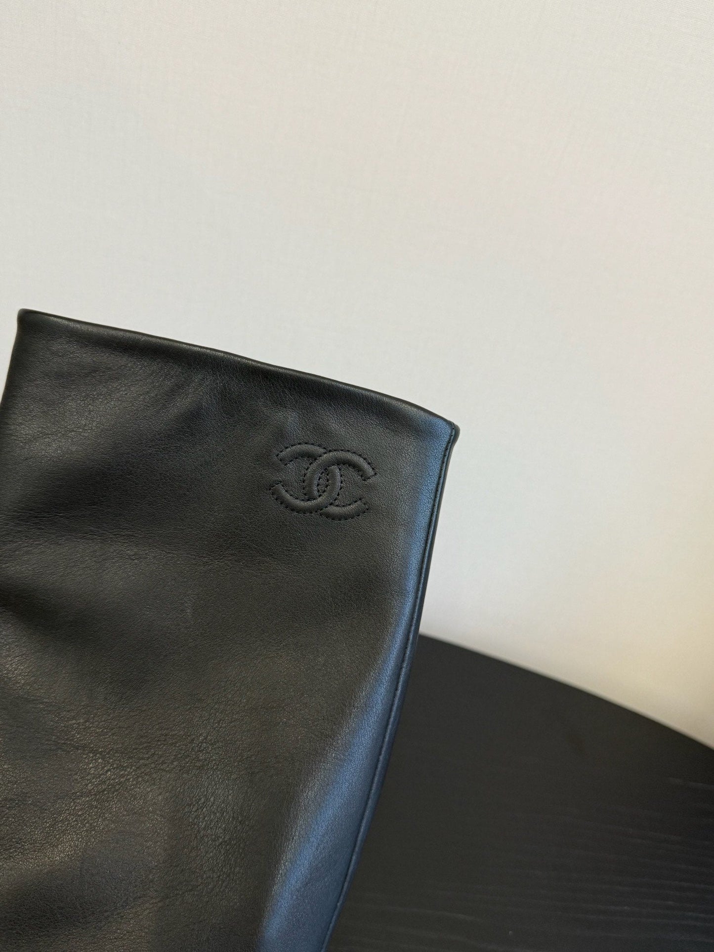 CC BOOTS IN BLACK CALFSKIN WITH CHAIN - 35