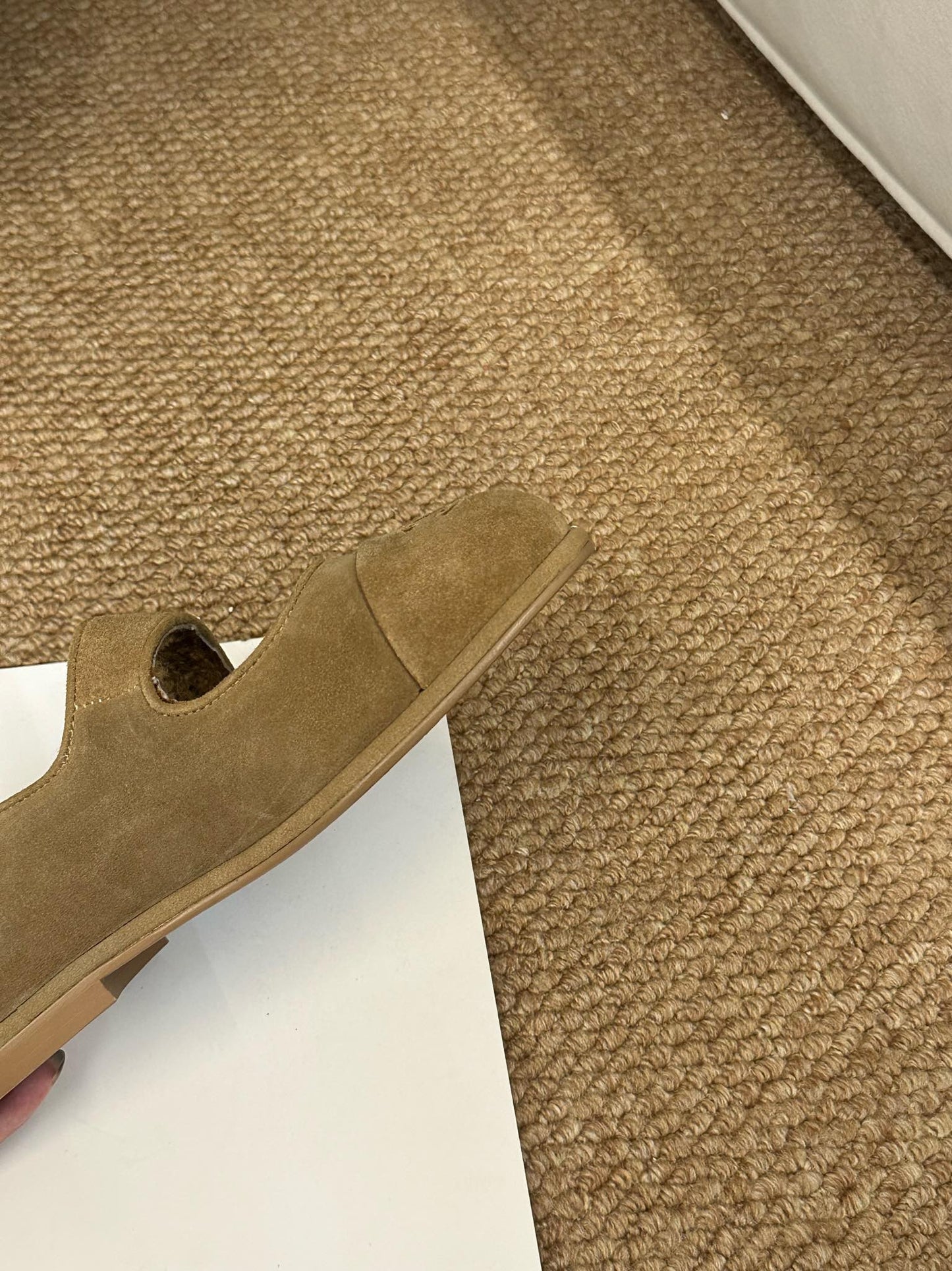 CHANEL 26S MARY JANE FLATS IN CARAMEL BROWN SUEDE SHEARLING LINING CC LOGO