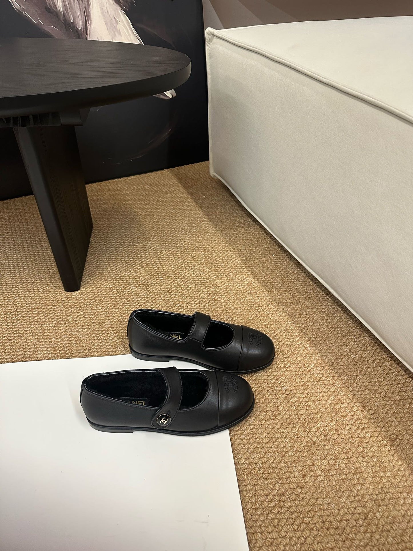 CHANEL 26S MARY JANE FLATS IN BLACK CALFSKIN WITH CC LOGO