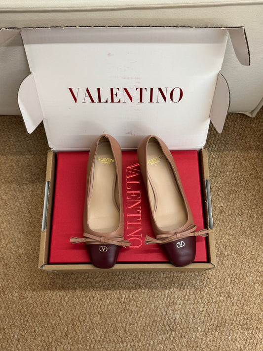 БАЛЕТКИ VALENTINO 26S НА ПІДБОРАХ З КОРИЧНЕВОЇ ТЕЛЯЧОЇ ШКІРИ
