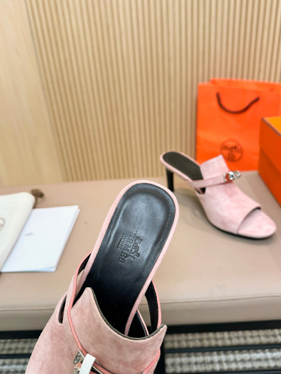 HEDEN MULE 80 LIGHT PINK SUEDE - 35