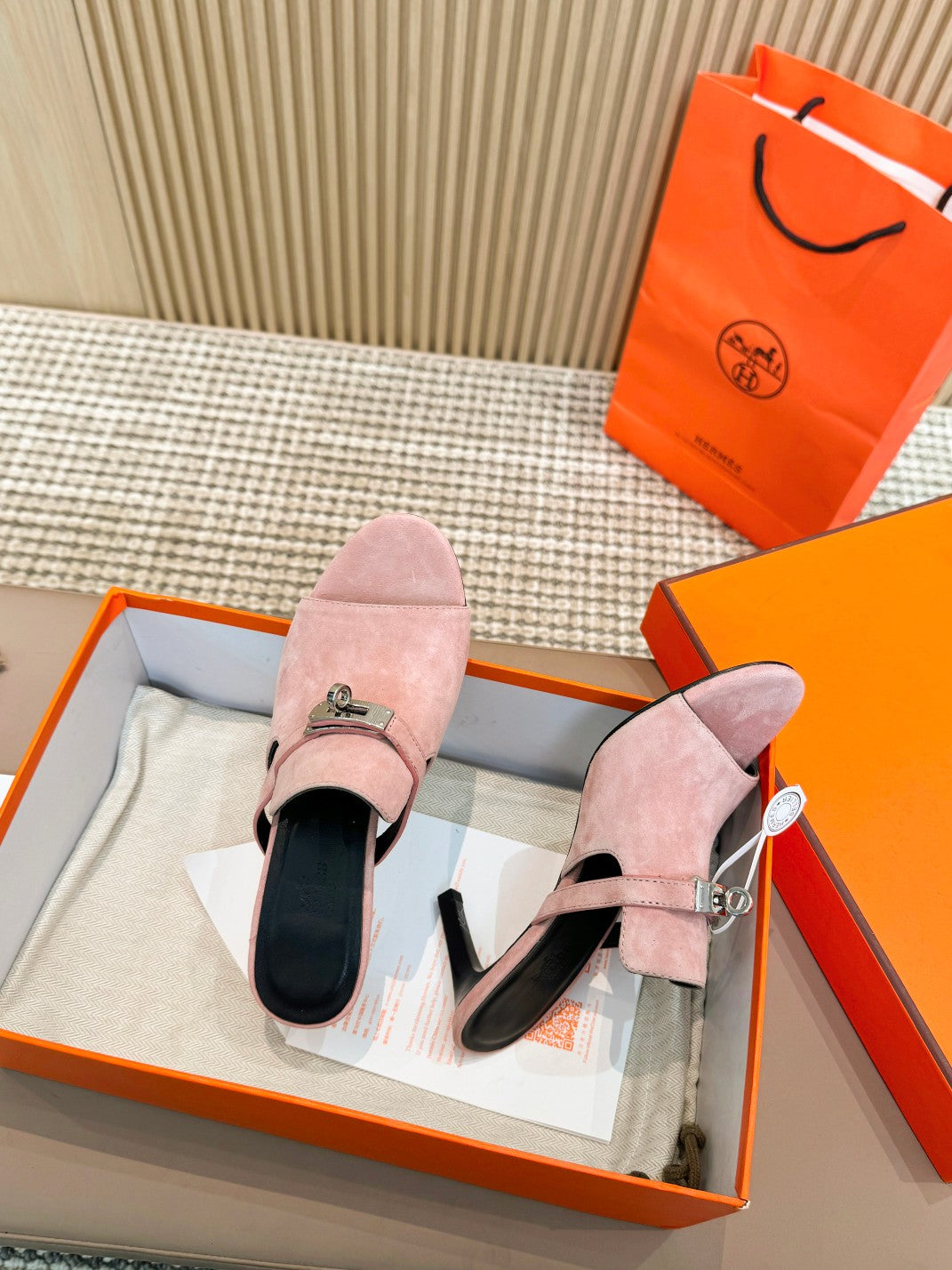 HEDEN MULE 80 LIGHT PINK SUEDE - 35