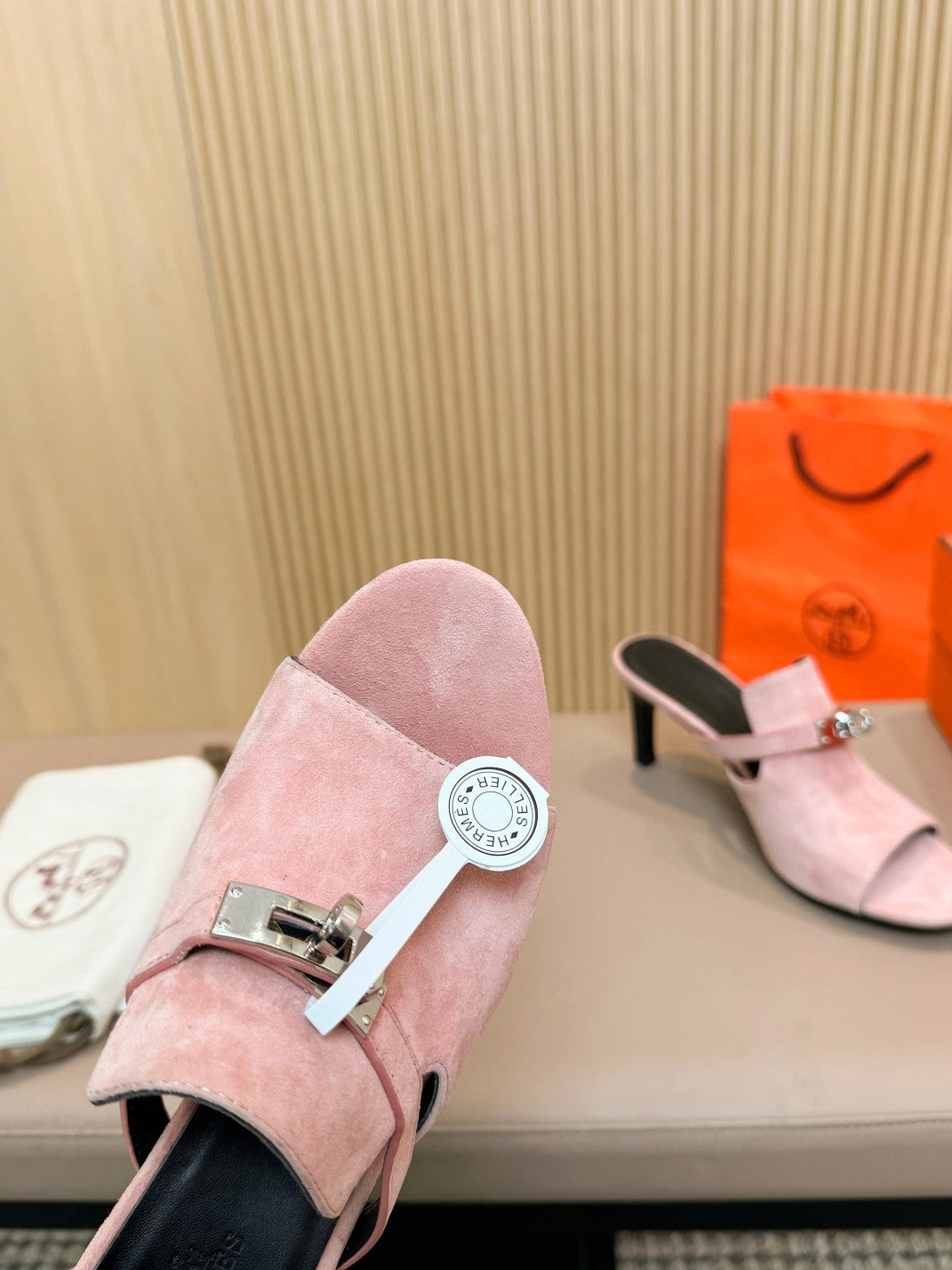 HEDEN MULE 80 LIGHT PINK SUEDE - 35