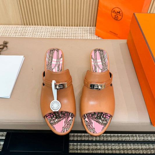 HEDEN MULE 80 TAWNY CALFSKIN WITH PATTERN - 35