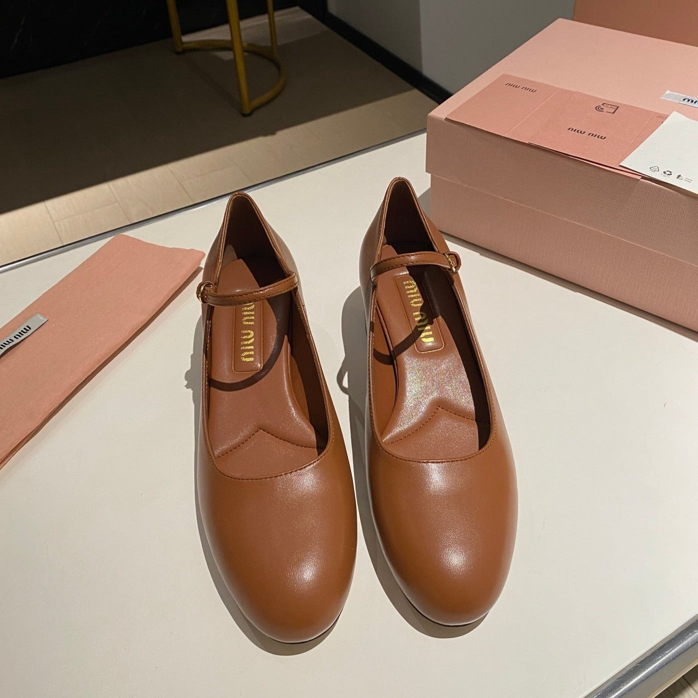 MARY JANE SHOES CLASSIC CARAMEL COLOR SHEEPSKIN - 35