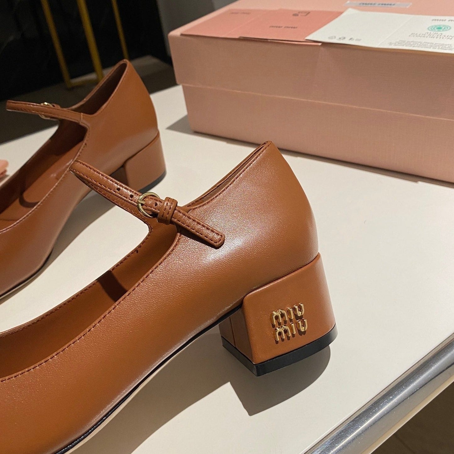 MARY JANE SHOES CLASSIC CARAMEL COLOR SHEEPSKIN - 35