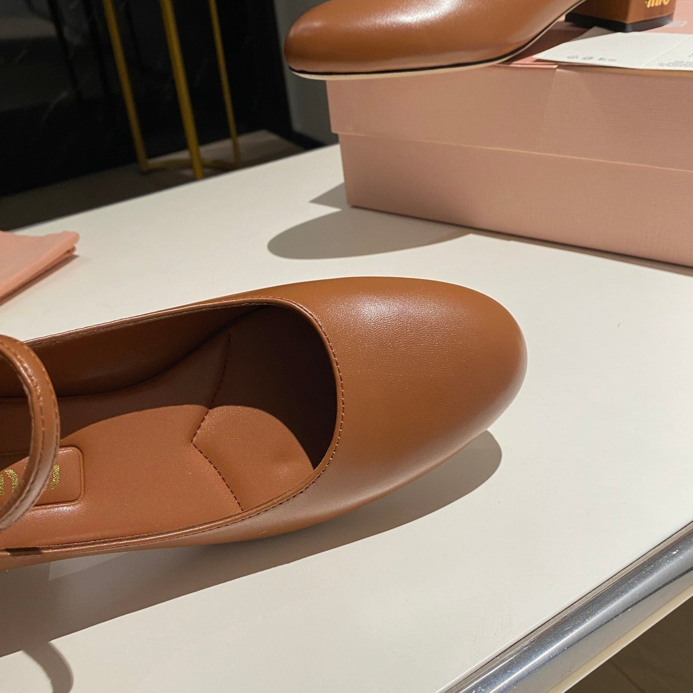 MARY JANE SHOES CLASSIC CARAMEL COLOR SHEEPSKIN - 35