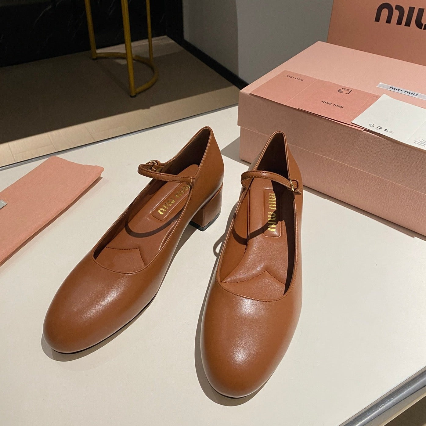 MARY JANE SHOES CLASSIC CARAMEL COLOR SHEEPSKIN - 35