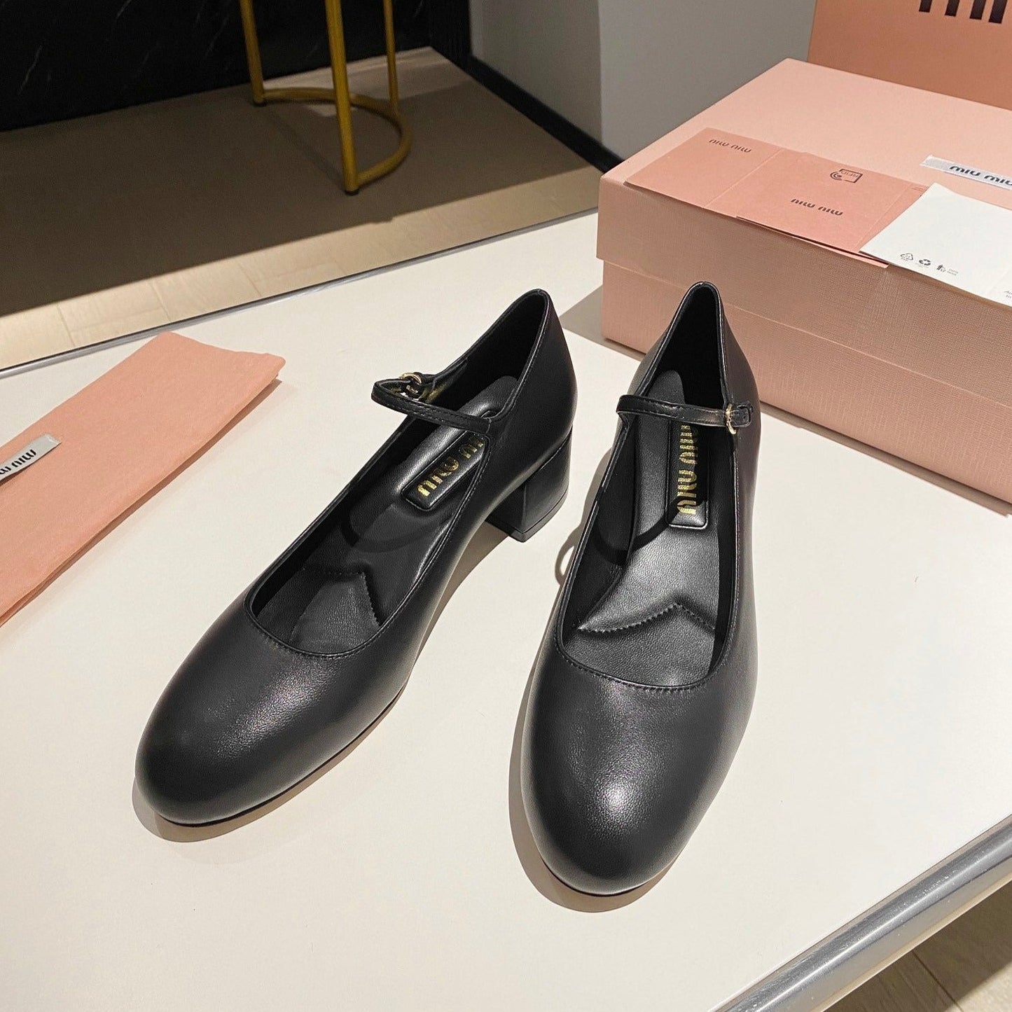 MARY JANE SHOES CLASSIC BLACK SHEEPSKIN - 35