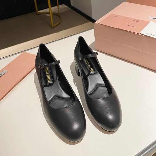 MARY JANE SHOES CLASSIC BLACK SHEEPSKIN - 35