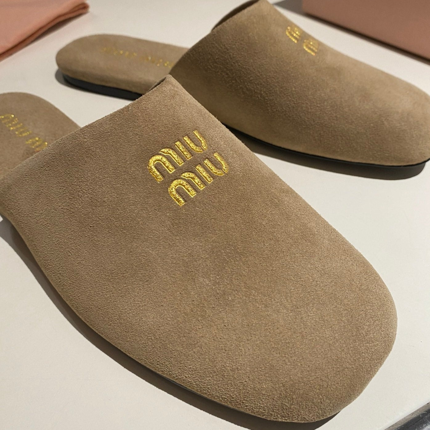 MULES SLIPPERS RETRO KHAKI COLOR SUEDE - 34