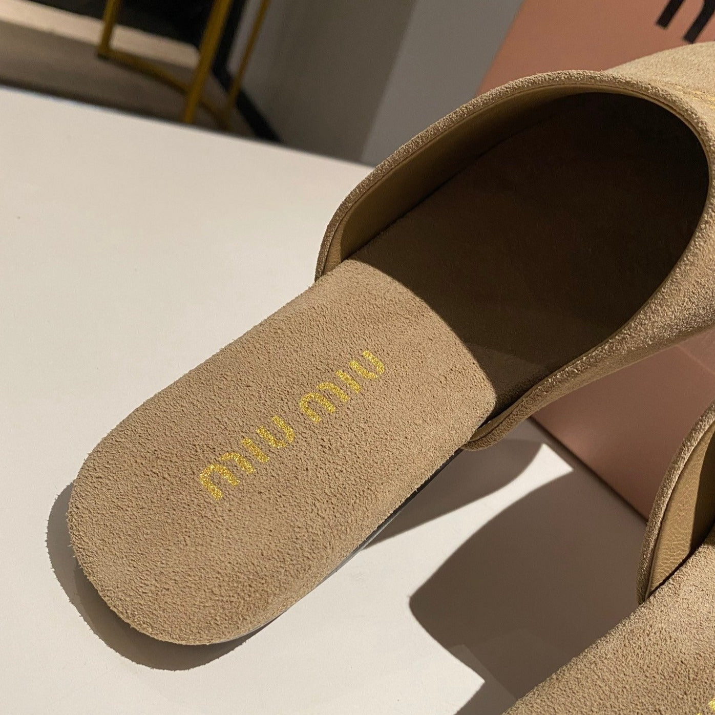 MULES SLIPPERS RETRO KHAKI COLOR SUEDE - 34