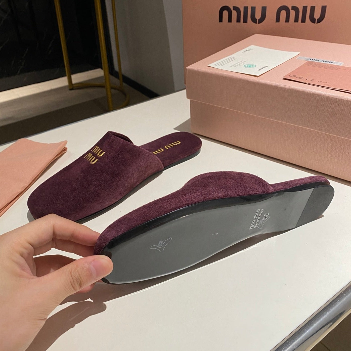 MULES SLIPPERS RETRO REBECCA PURPLE SUEDE - 34