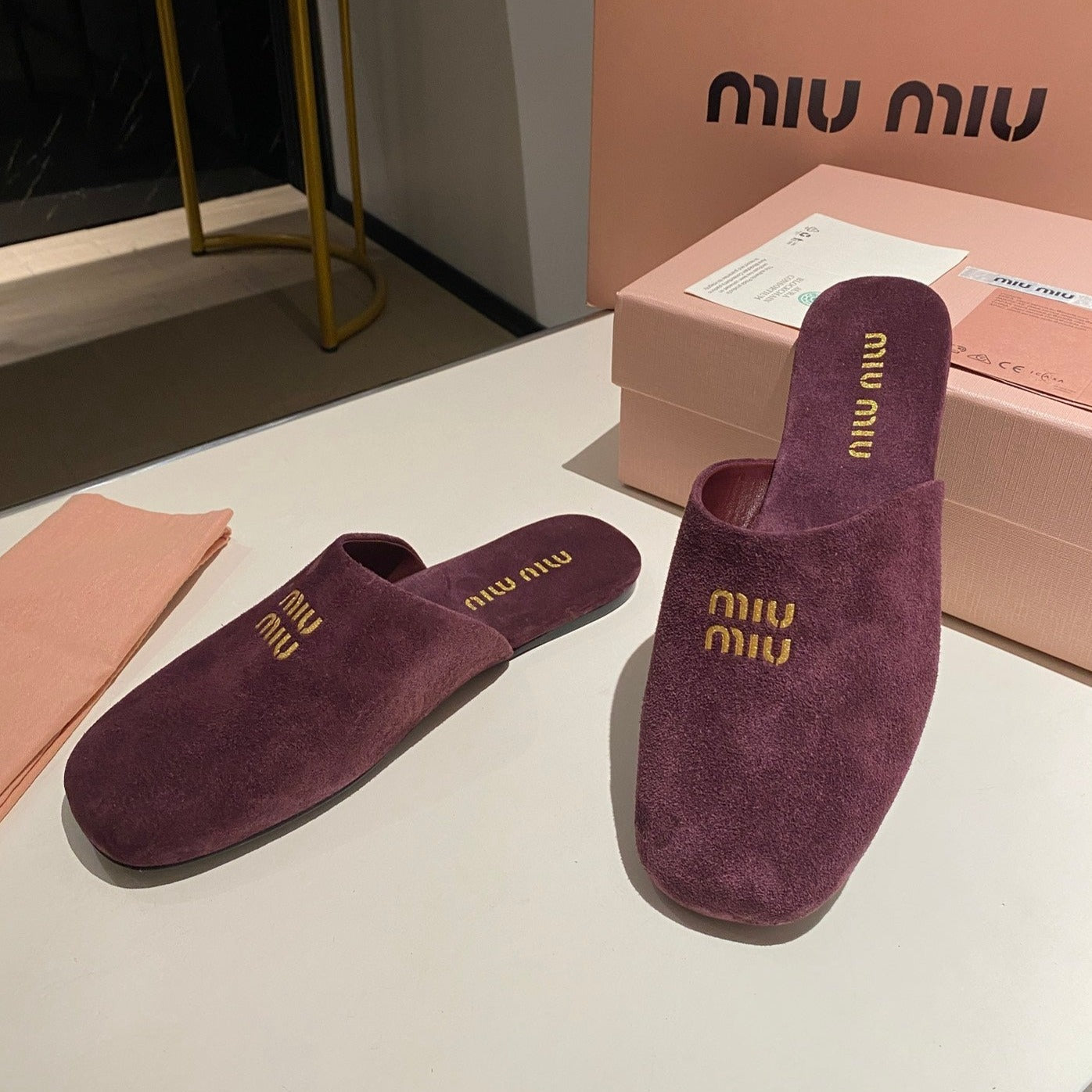 MULES SLIPPERS RETRO REBECCA PURPLE SUEDE - 34