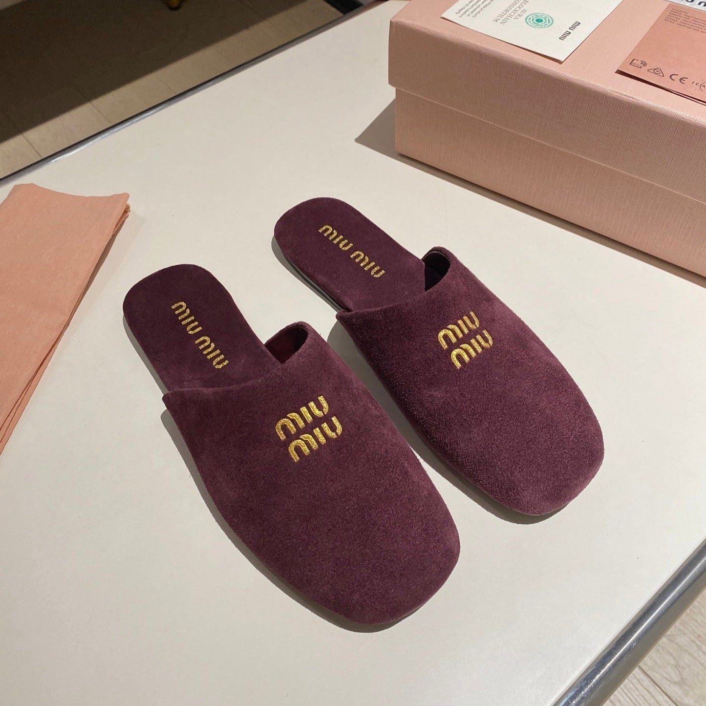 MULES SLIPPERS RETRO REBECCA PURPLE SUEDE - 34