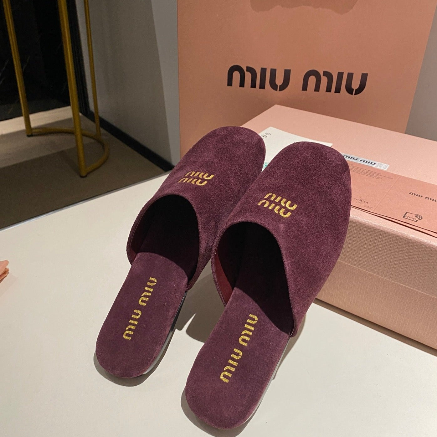 MULES SLIPPERS RETRO REBECCA PURPLE SUEDE - 34