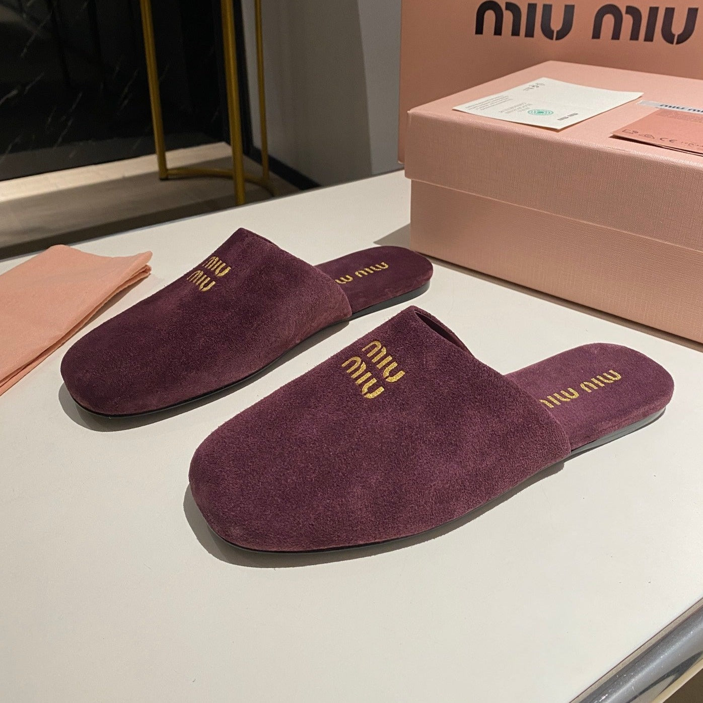 MULES SLIPPERS RETRO REBECCA PURPLE SUEDE - 34