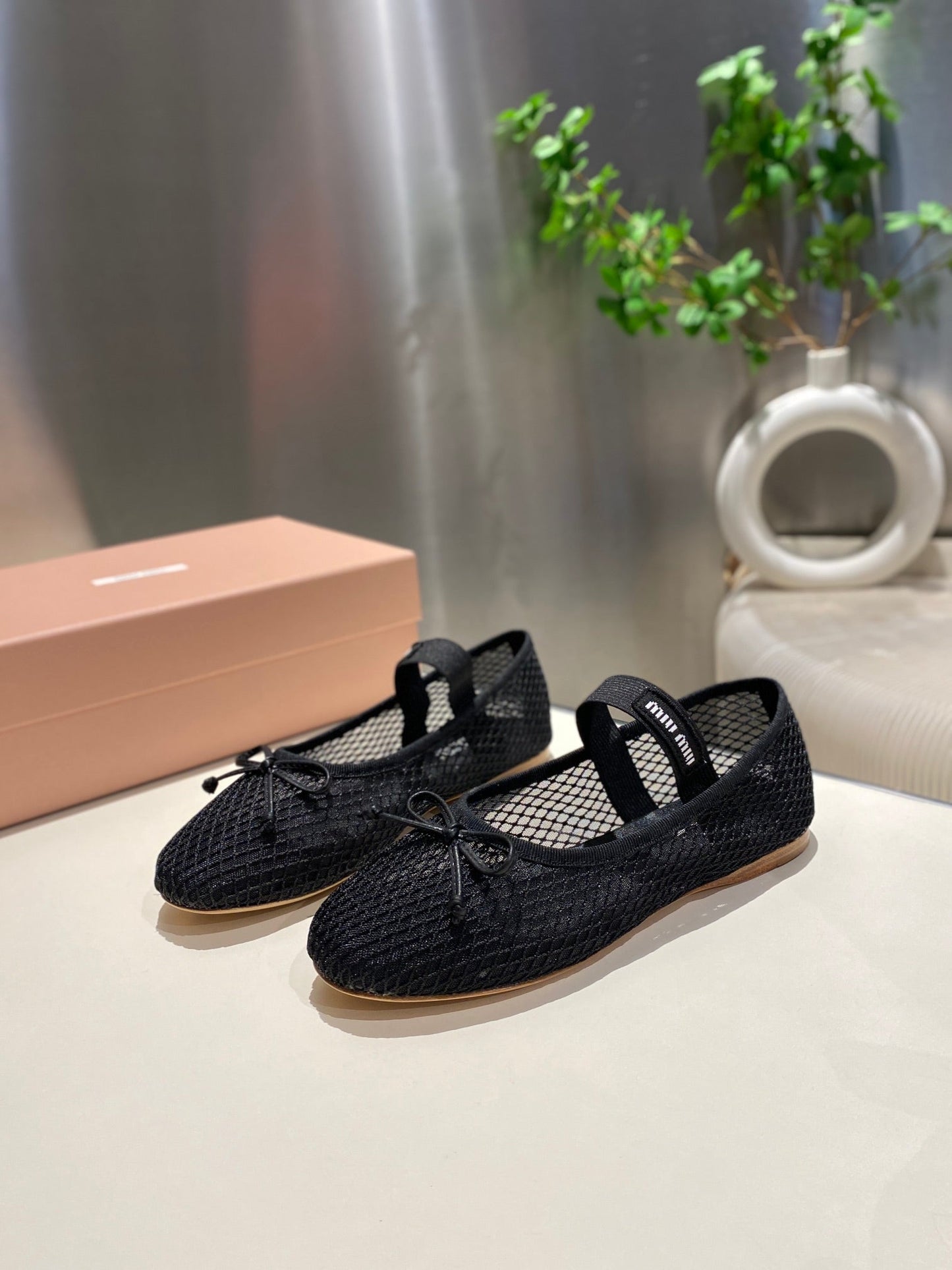 MARY JANE FLAT IN BLACK MESH - 35