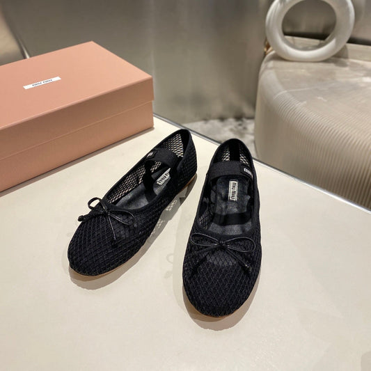 MARY JANE FLAT IN BLACK MESH - 35