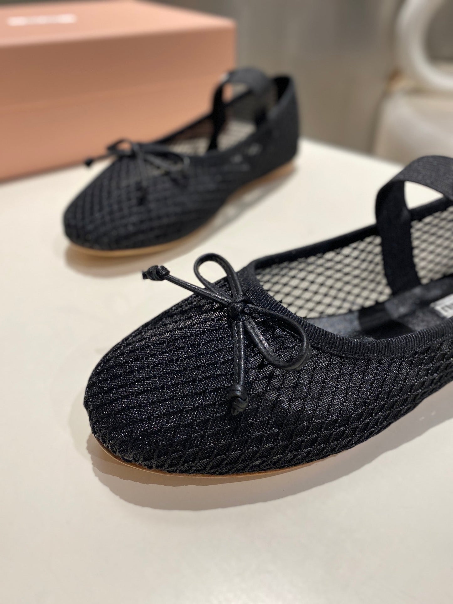 MARY JANE FLAT IN BLACK MESH - 35