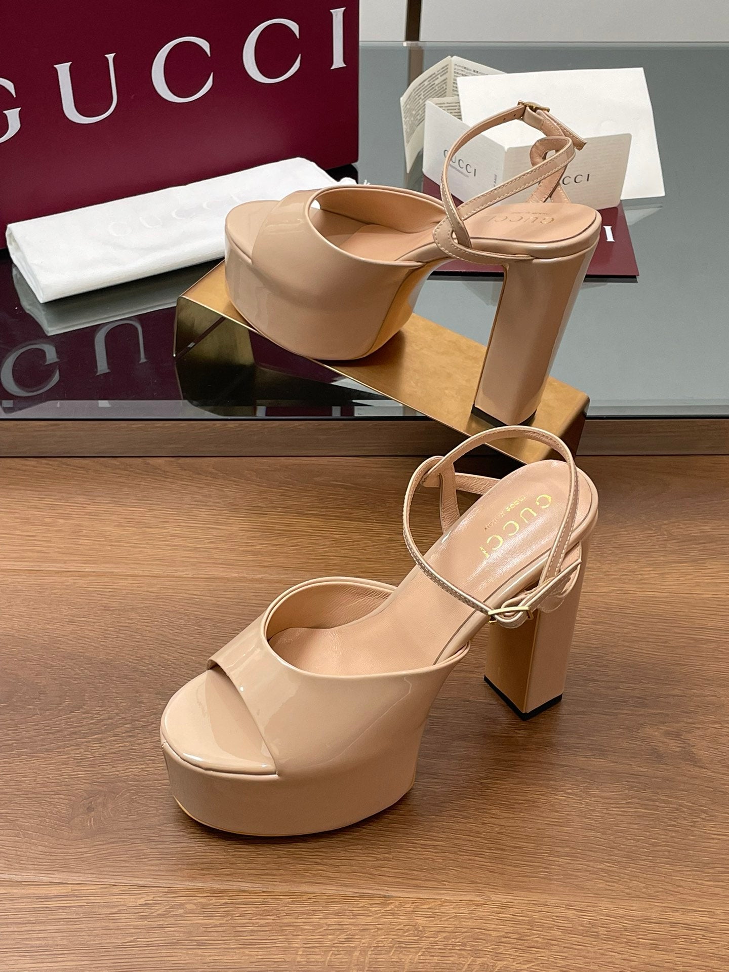 HIGH HEEL SANDALS 13 CM IN BEIGE LAMBSKIN - 35