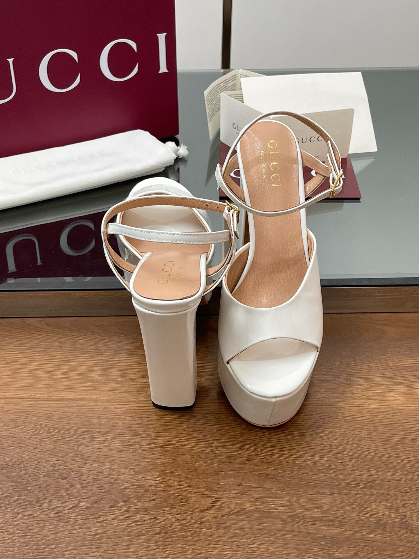 HIGH HEEL SANDALS 13 CM IN WHITE LAMBSKIN - 35
