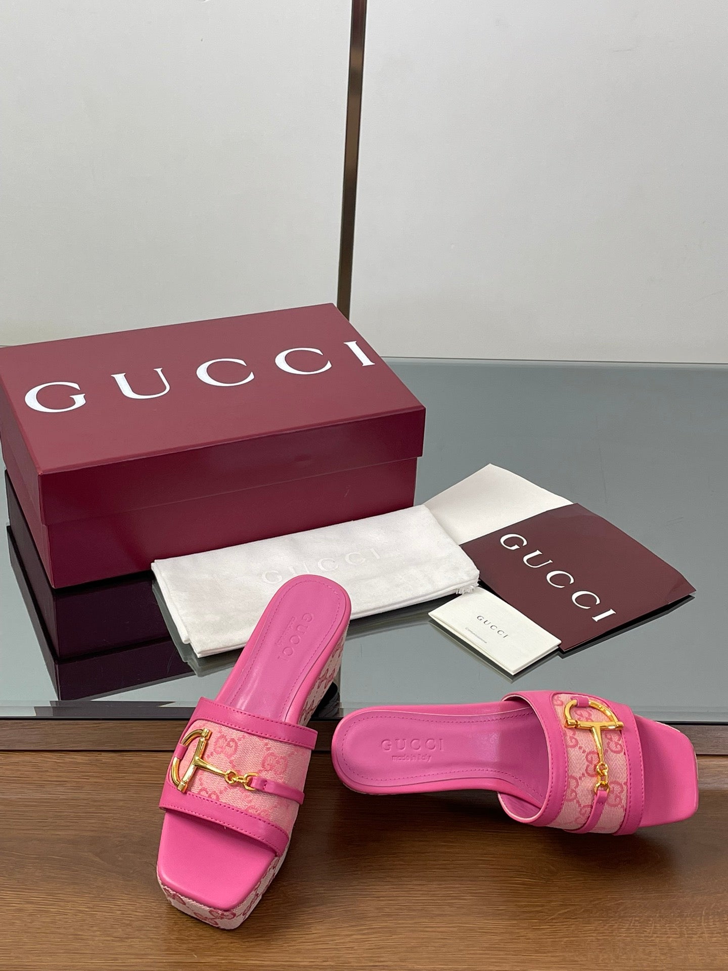 HIGH 6.3 CM WEDGE SANDALS IN PINK CALFSKIN AND FABRIC - 35