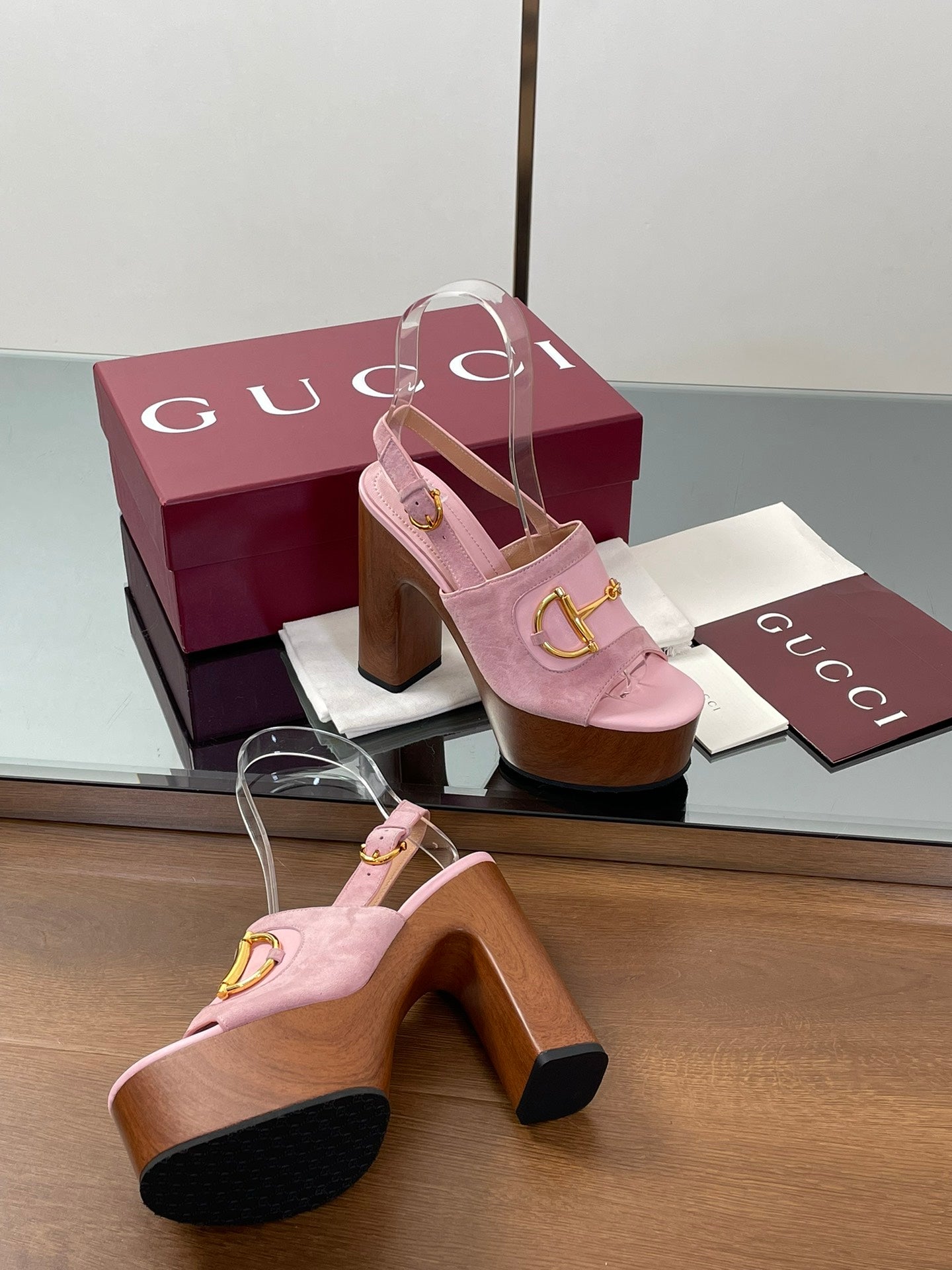 HIGH HEEL SANDALS 13 CM IN PINK CALFSKIN MIX SUEDUE GOLD HARDWARE - 35