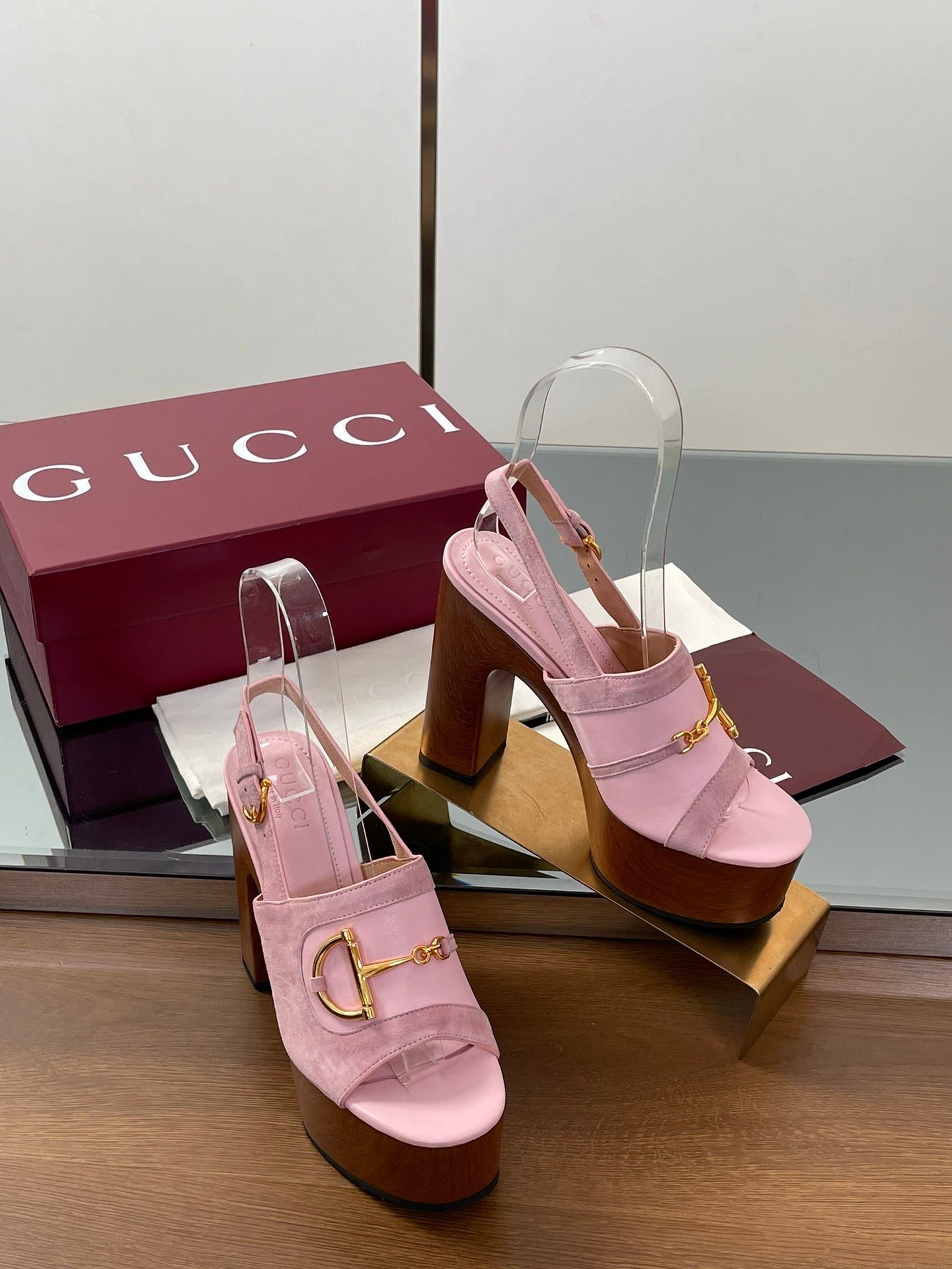 HIGH HEEL SANDALS 13 CM IN PINK CALFSKIN MIX SUEDUE GOLD HARDWARE - 35