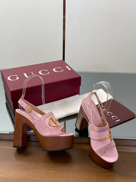 HIGH HEEL SANDALS 13 CM IN PINK CALFSKIN MIX SUEDUE GOLD HARDWARE - 35