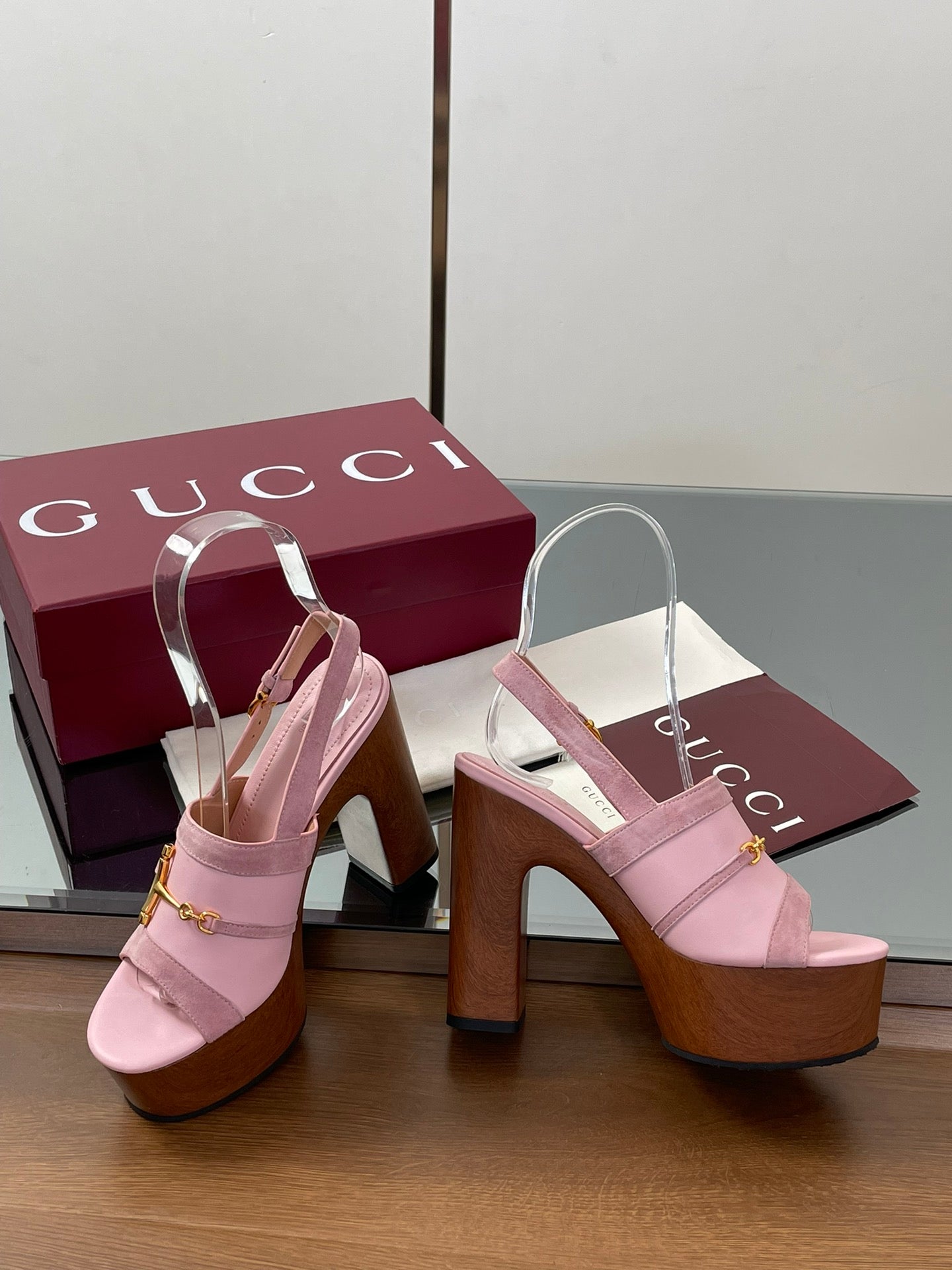 HIGH HEEL SANDALS 13 CM IN PINK CALFSKIN MIX SUEDUE GOLD HARDWARE - 35