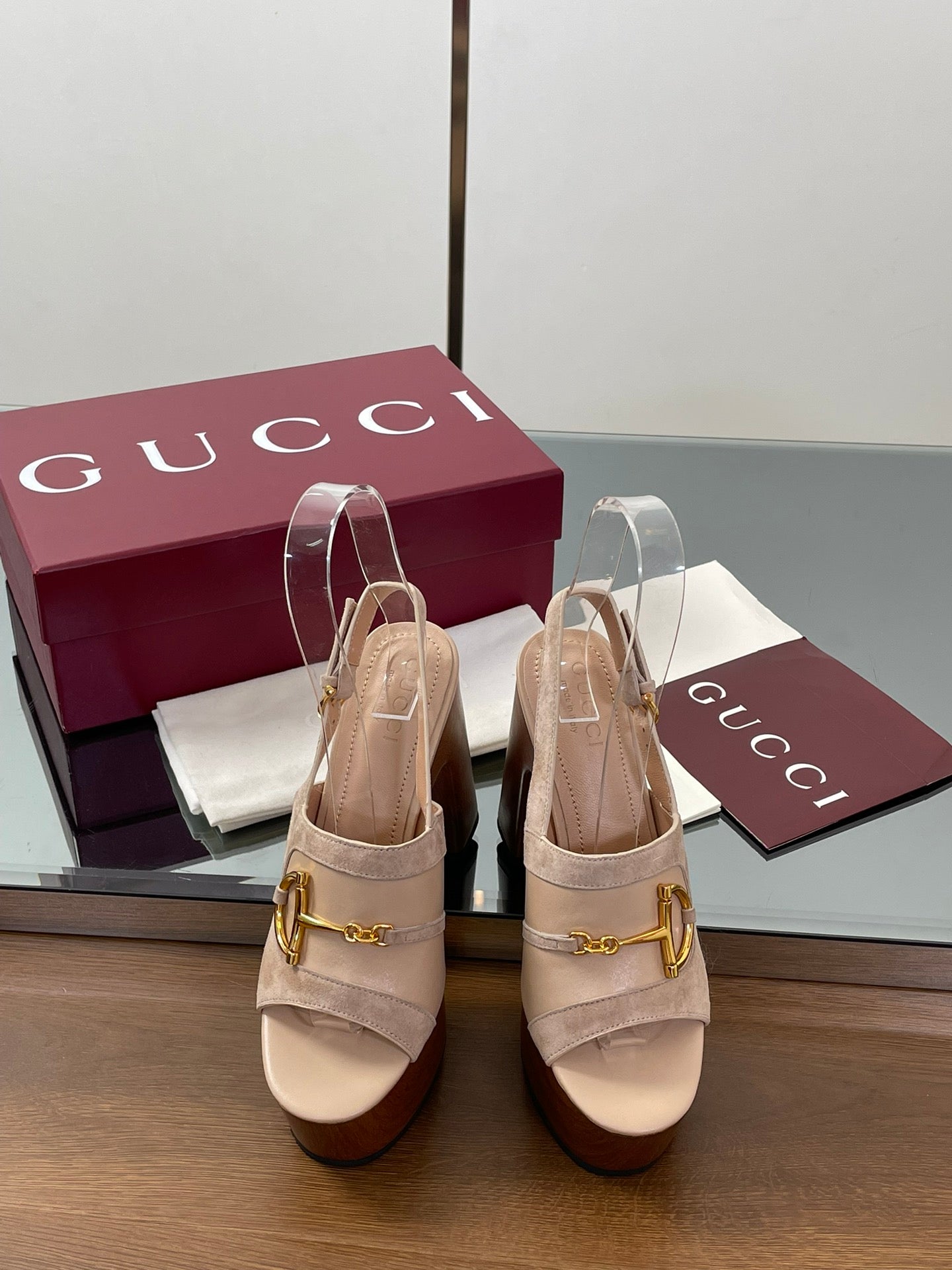 HIGH HEEL SANDALS 13 CM IN BEIGE CALFSKIN MIX SUEDUE GOLD HARDWARE - 35