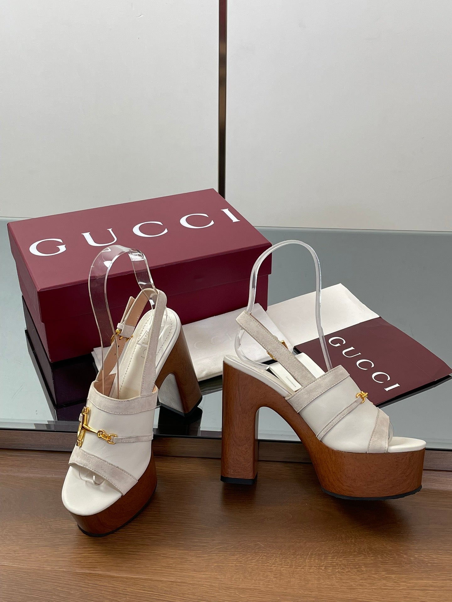 HIGH HEEL SANDALS 13 CM IN CREAM WHITE CALFSKIN MIX SUEDUE GOLD HARDWARE - 35