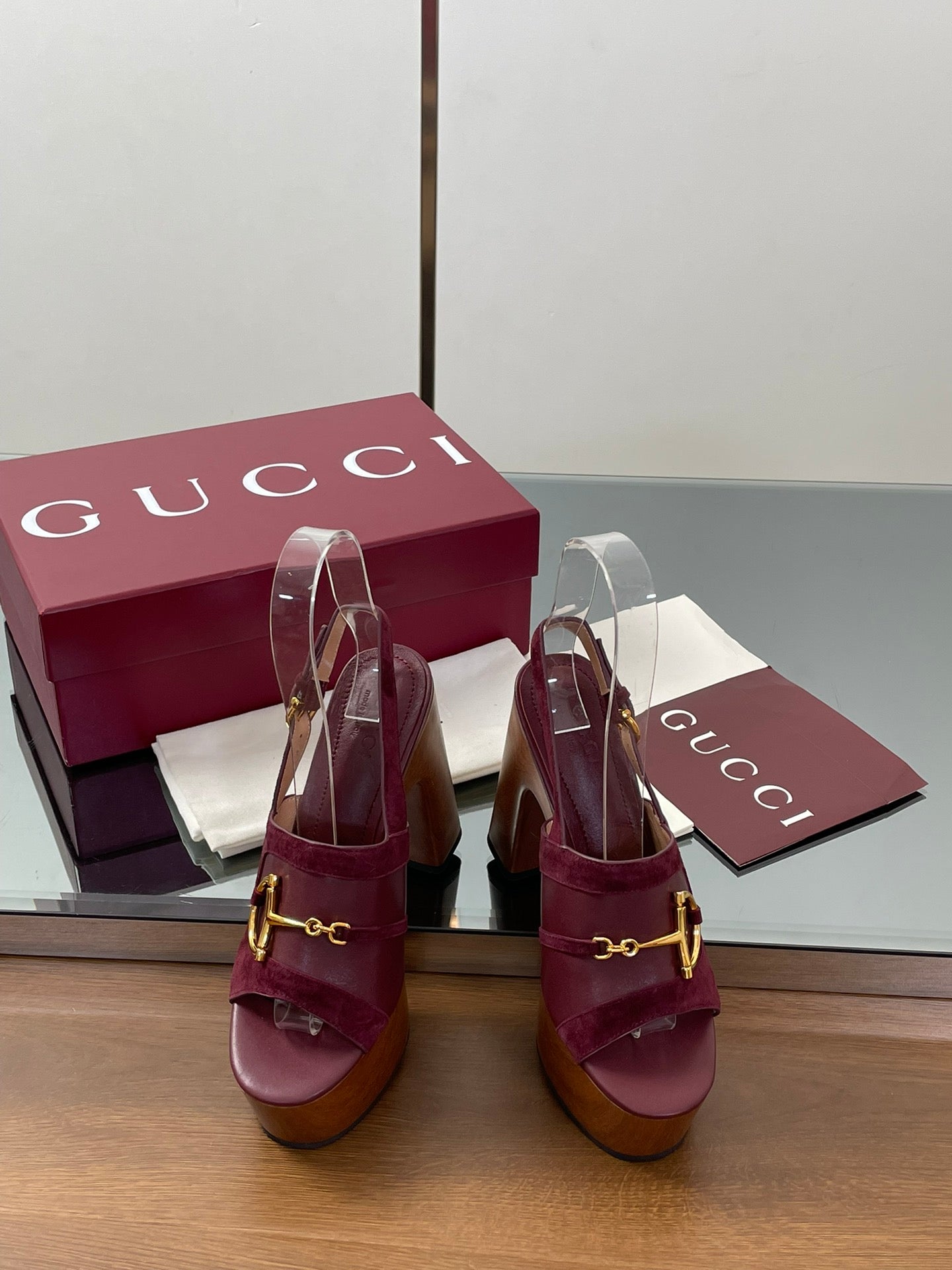 HIGH HEEL SANDALS 13 CM IN DARK RED CALFSKIN MIX SUEDUE GOLD HARDWARE - 35