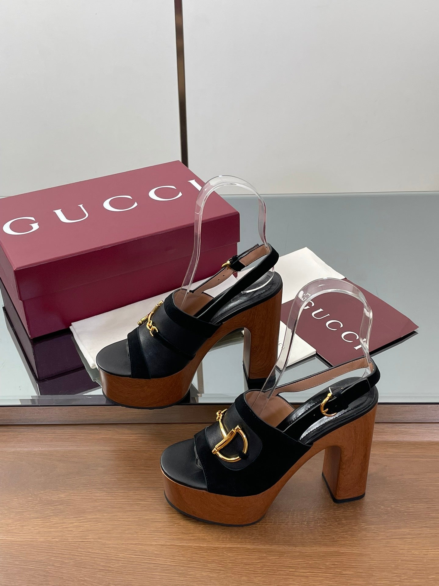 HIGH HEEL SANDALS 13 CM IN BLACK CALFSKIN MIX SUEDUE GOLD HARDWARE - 35