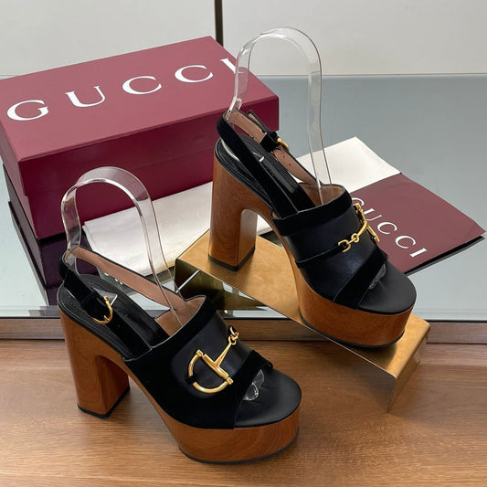 HIGH HEEL SANDALS 13 CM IN BLACK CALFSKIN MIX SUEDUE GOLD HARDWARE - 35