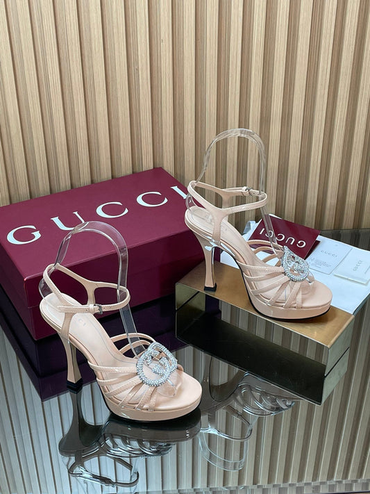 БОСОНІЖКИ GUCCI 26S НА ВИСОКИХ ПІДБОРАХ 125 ММ З ТЕЛЯЧОЇ ШКІРИ БЕЖЕВОГО КОЛЬОРУ