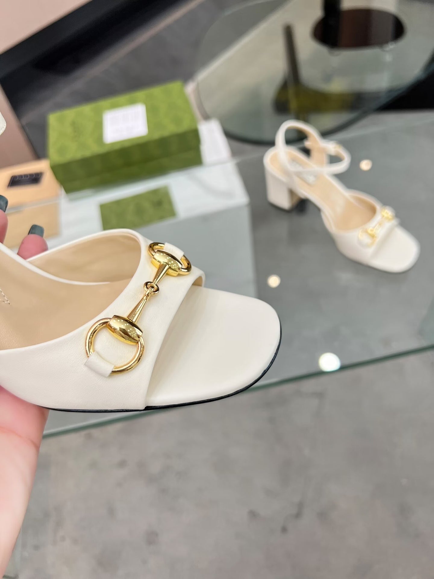 GG HIGH HEELS SANDALS 60 IN CREAM WHITE LAMBSKIN - 34