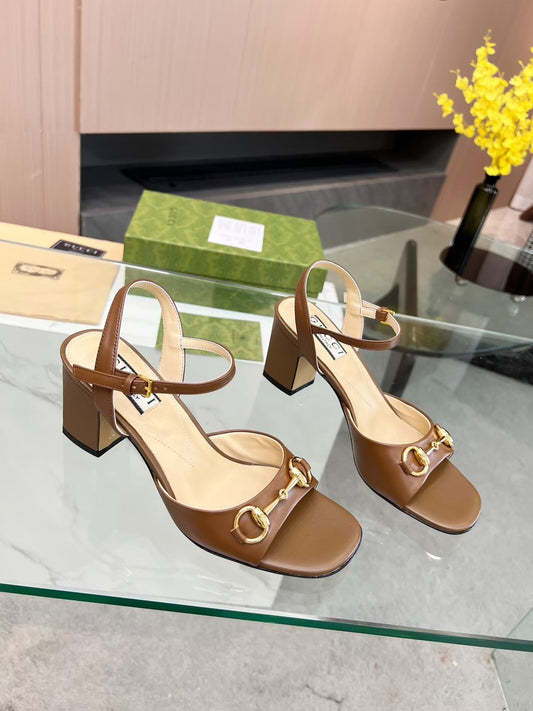 GG HIGH HEELS SANDALS 60 IN BROWN LAMBSKIN - 34